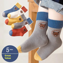 Girls' Rainbow Mid-Tube Socks, 5 Pairs, Ages 1-16