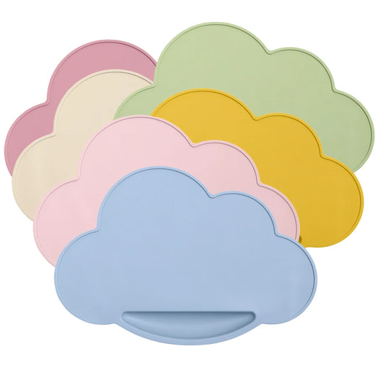 Cloud-shaped silicone feeding placemat for toddler meals
