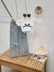 Bow Blocked Top Jeans