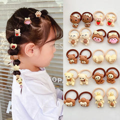 Girls' Bear and Flower Hair Ties, 10-Pack Elastics