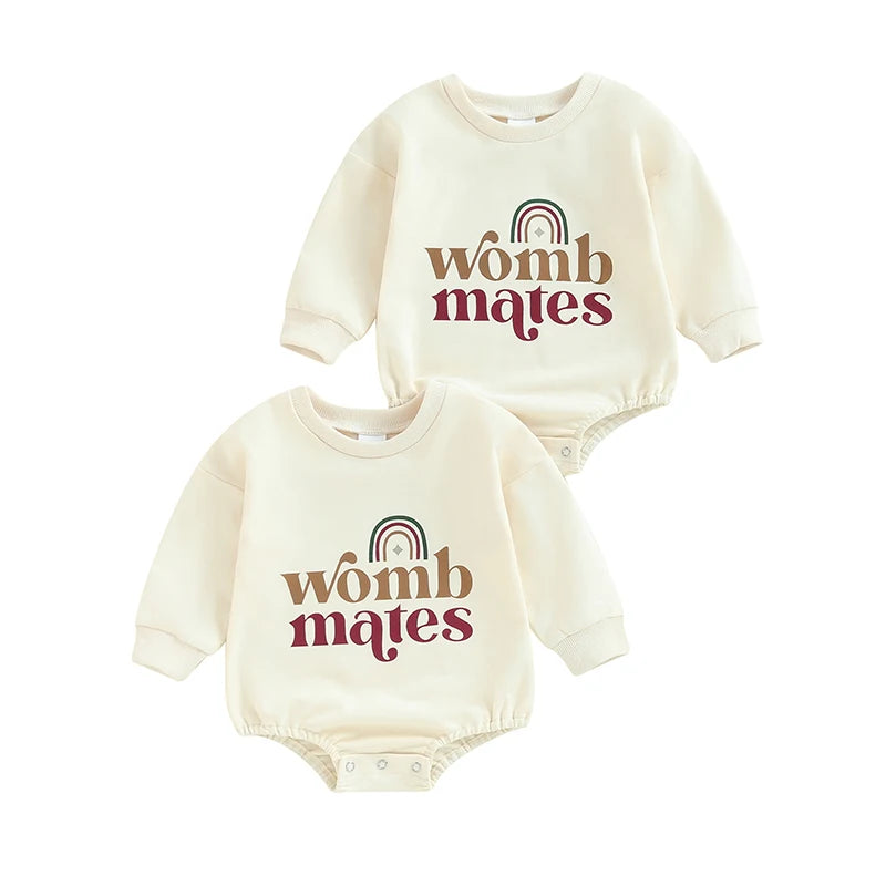 Baby Sweatshirt Romper – Rainbow Letter Print Long-Sleeve Jumpsuit for Newborn & Toddler