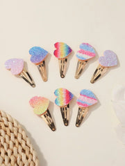 Glitter Rainbow Flower Hairpins