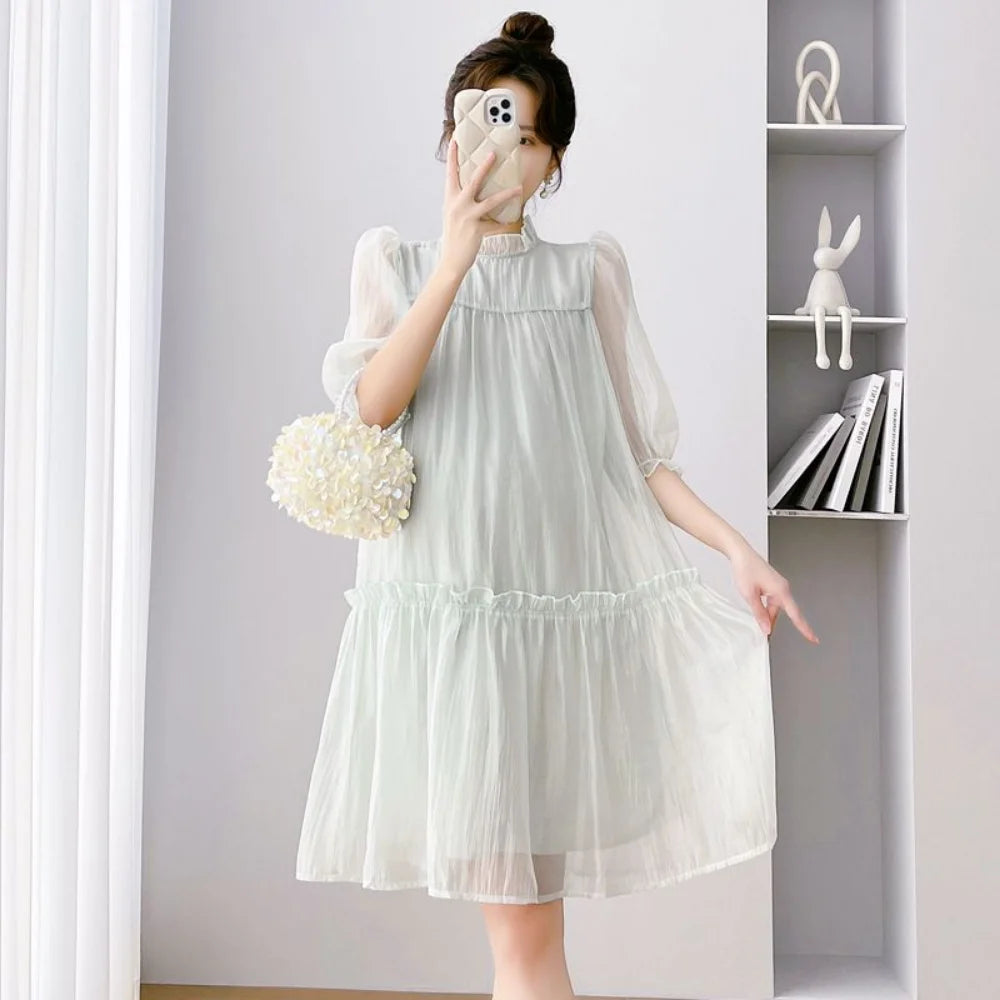 Doll Collar Chiffon  Maternity Dresses