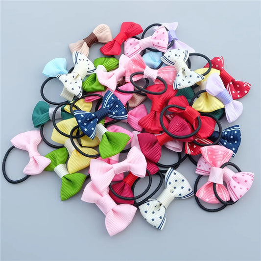 Girls' Bow Elastic Hair Ties | 10-, 12- or 20-Piece Sets