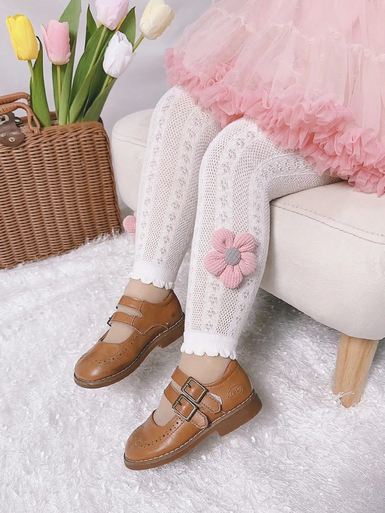 Girls' Lace Mesh Leggings, Breathable Summer Tights