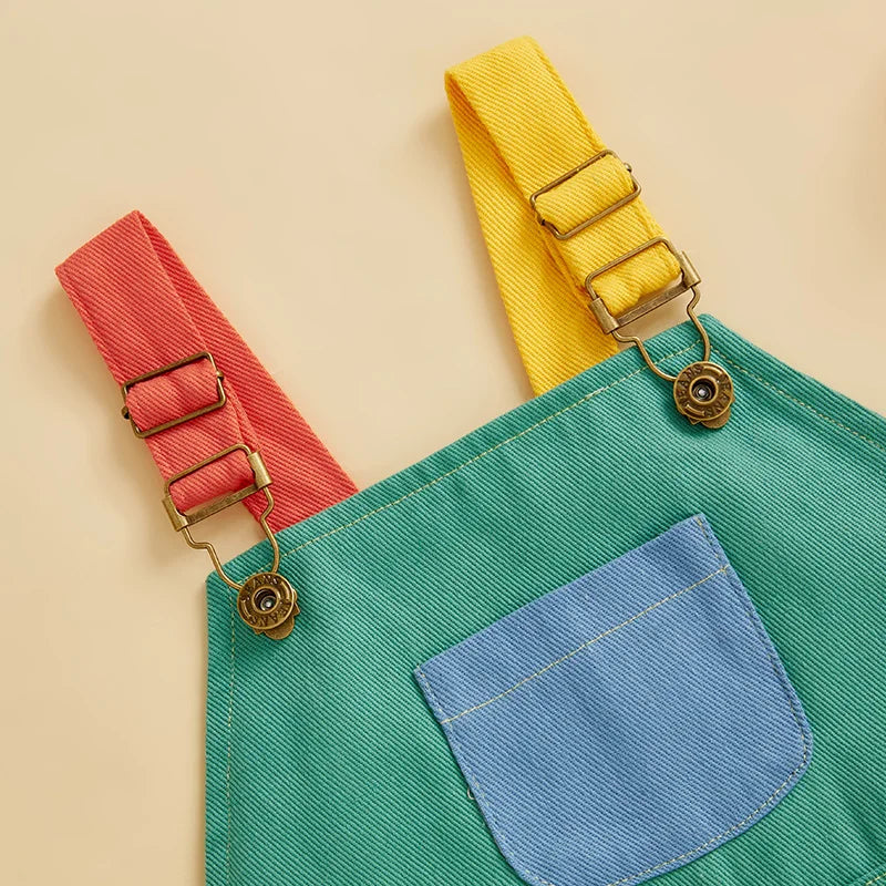 Toddler Overall Shorts, Adjustable Strap Suspender Romper