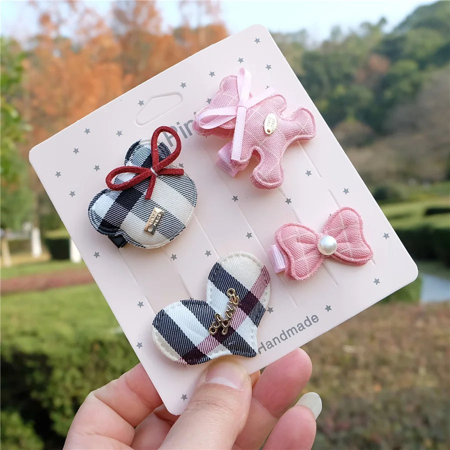 Plaid Hair Clips Set