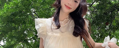 Necklace Petal Sleeve Maternity Dress