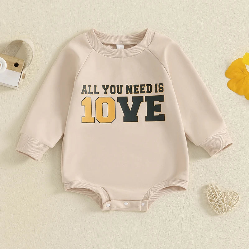 Baby Letter-Print Long-Sleeve Sweatshirt Romper