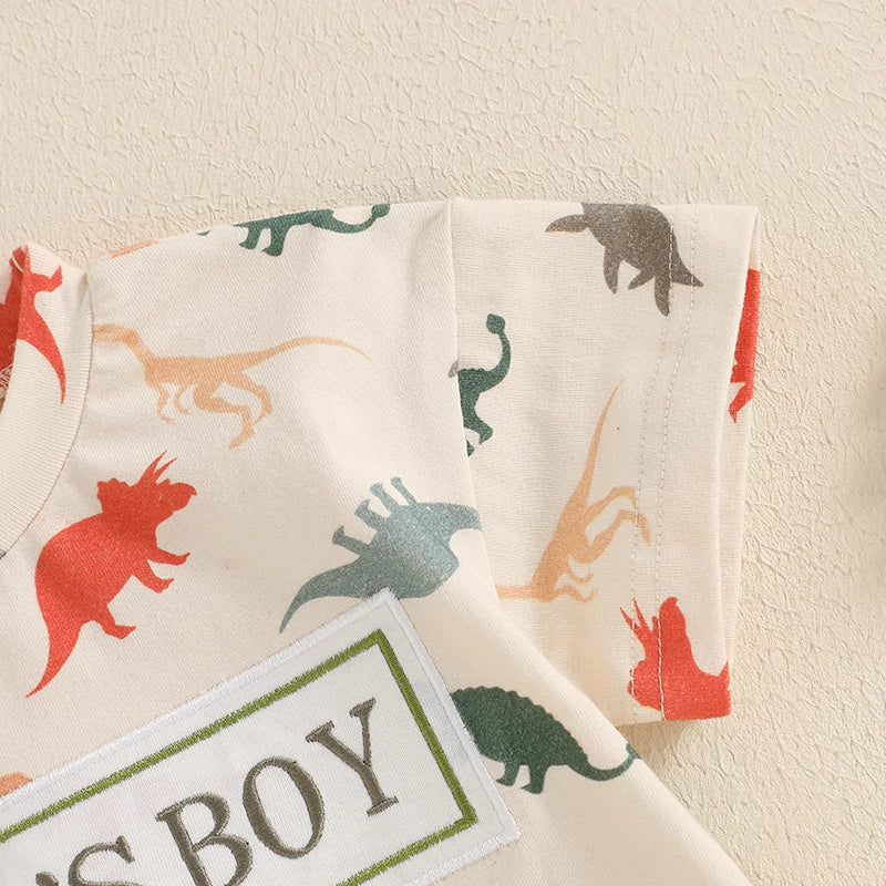 Baby Boys' Dinosaur Romper, Short-Sleeve Summer Bodysuit