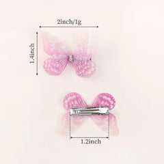 Girls' Butterfly Hair Clips, 5-Piece Mesh Barrette Set