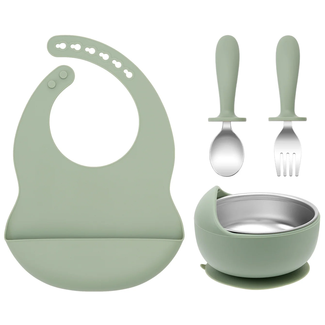4PCS Stainless Steel Baby Feeding Set