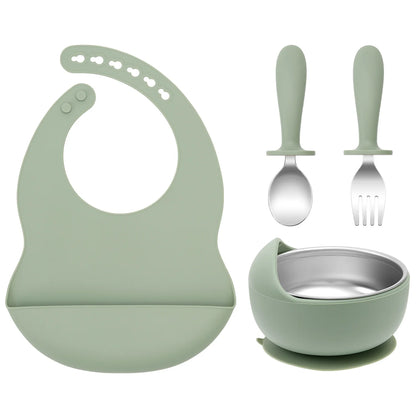4PCS Stainless Steel Baby Feeding Set