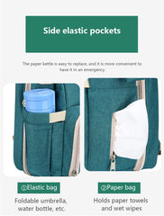 3-in-1 Foldable Diaper Bag Backpack with Changing Station