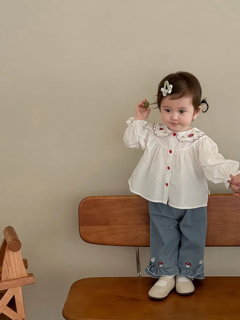 Girls Embroidered Rabbit Blouse