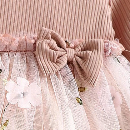 Pink Floral Mesh Baby Dress