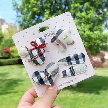Plaid Hair Clips Set