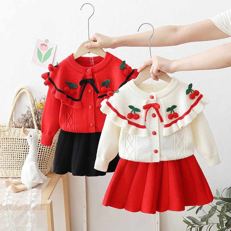 Flutter Sleeve Knitted Sweater Set