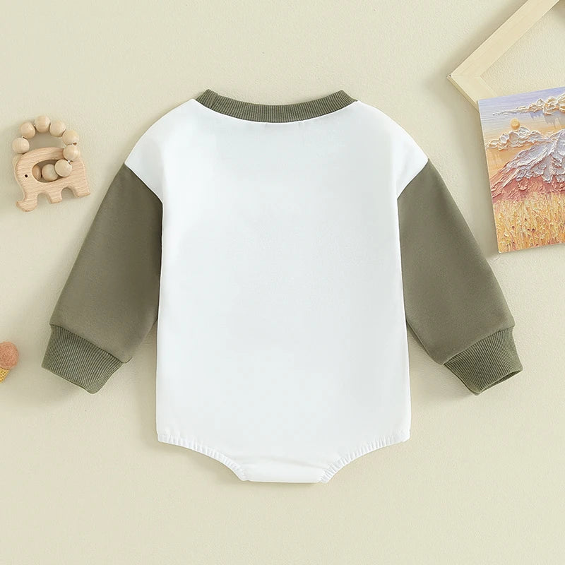 Baby Boys' Letter Sweatshirt Romper, Long-Sleeve Fall