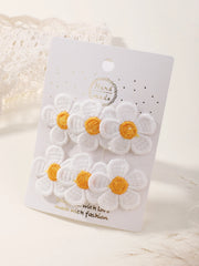 Girls' Embroidered Flower Hair Clips, 2-Piece Set