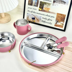 5PCS Stainless Steel Kids Plate and Bowl Set - PAMU8