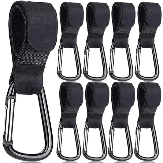 Carabiner-style stroller bag hooks with selectable pack quantities