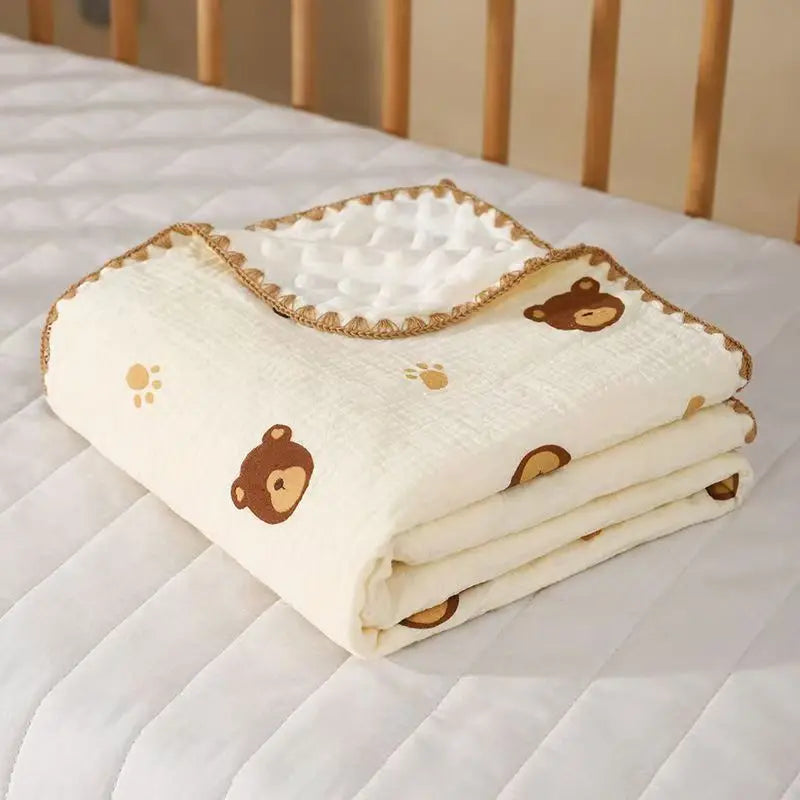 Newborn Bear Print Blanket for Crib, Stroller and Car Seat