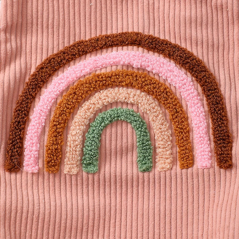 Rainbow Strawberry Embroidery Romper