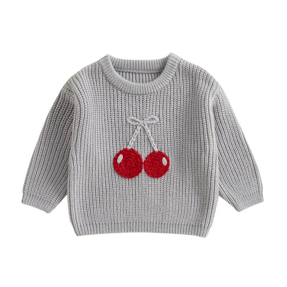 Cherry Embroidery Knit Sweater