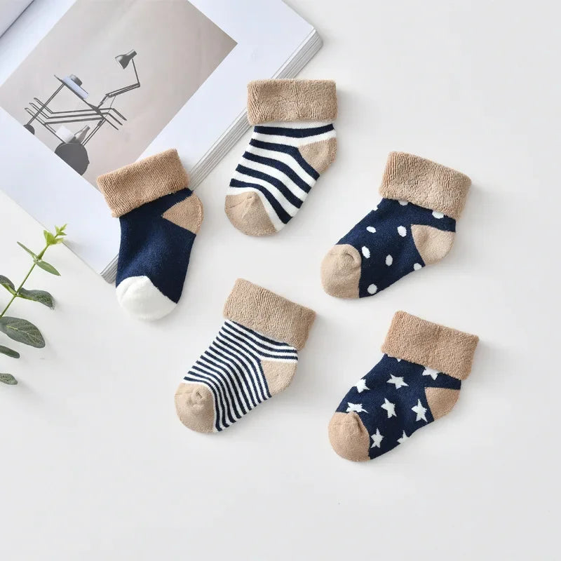 5 Pairs Warm Strip Baby Socks