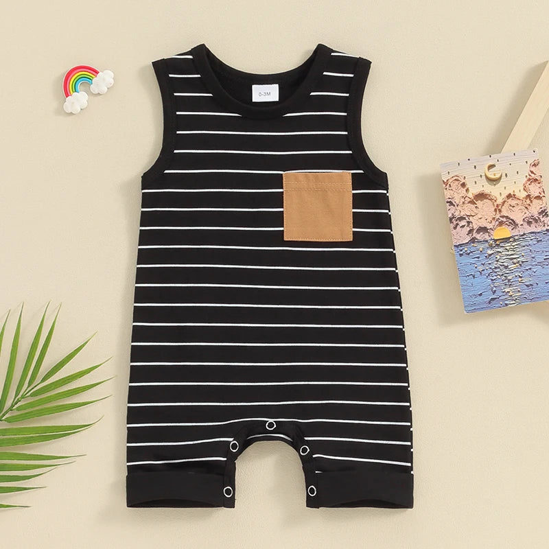 Striped Print Sleeveless Jumpsuit