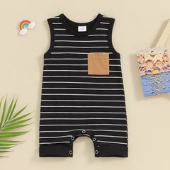 Striped Print Sleeveless Jumpsuit