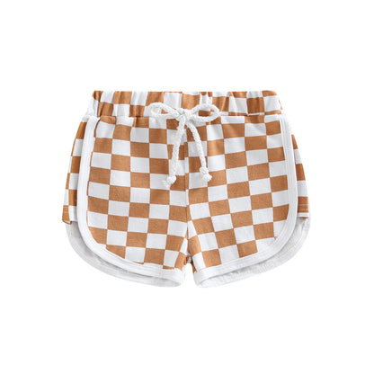 Checkerboard Print  Short Pants