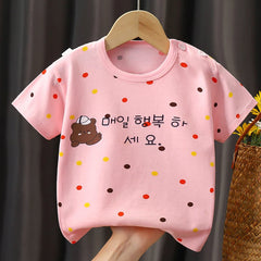 Kids' Cartoon T-Shirt, 100% Cotton Short-Sleeve Top