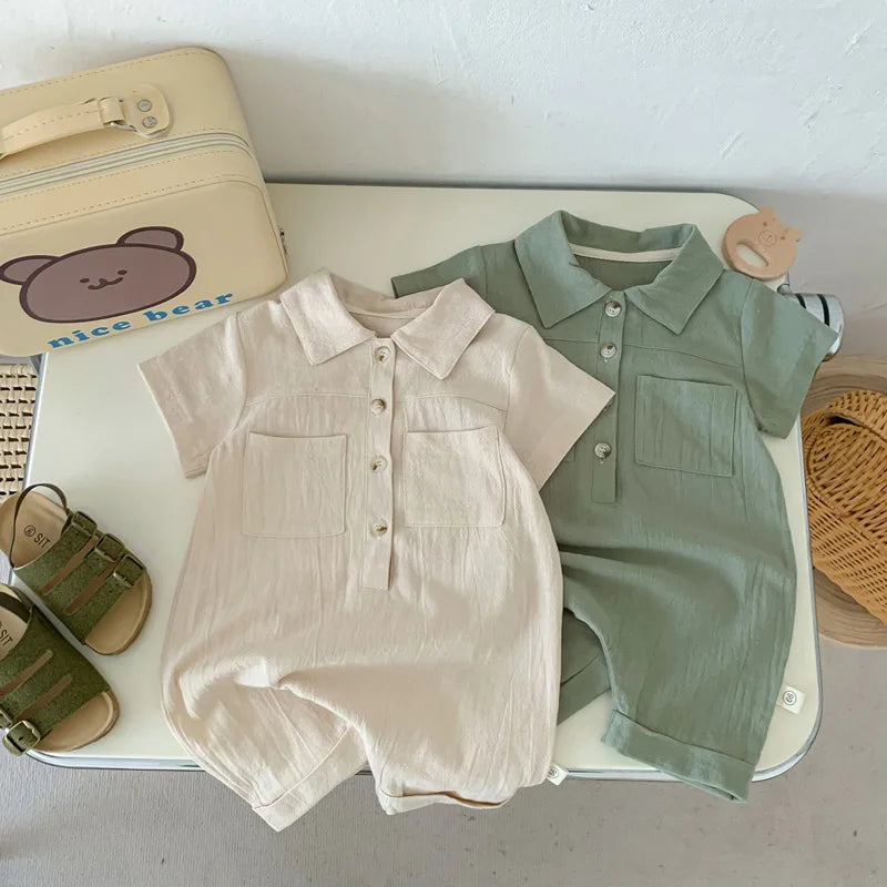 Lapel Button Up Romper