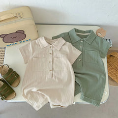 Lapel Button Up Romper