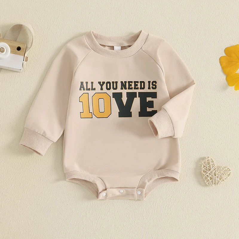 Baby Letter-Print Long-Sleeve Sweatshirt Romper