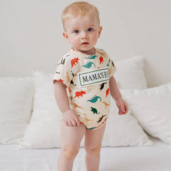 Baby Boys' Dinosaur Romper, Short-Sleeve Summer Bodysuit