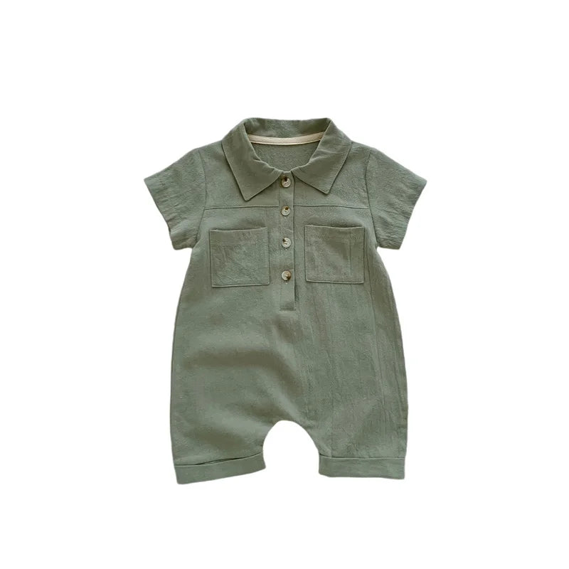 Lapel Button Up Romper