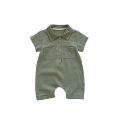 Lapel Button Up Romper