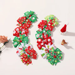 Girls' Christmas Bow Hair Clips, Pinwheel Barrette Set