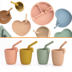Baby Feeding Bowl with Straw, Reusable Toddler Dish