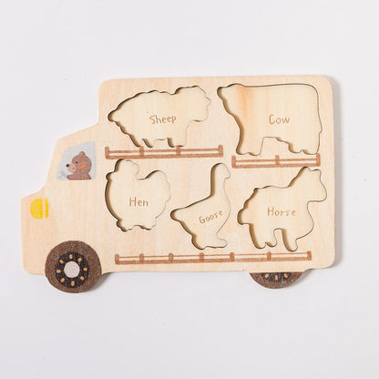 Wooden Animal Puzzles Baby Toys