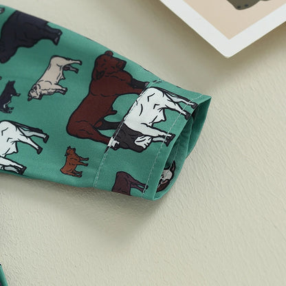 Cow Print Long Sleeve Tops