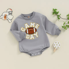 Baby Football Embroidery Bodysuit, Long-Sleeve Fall Romper