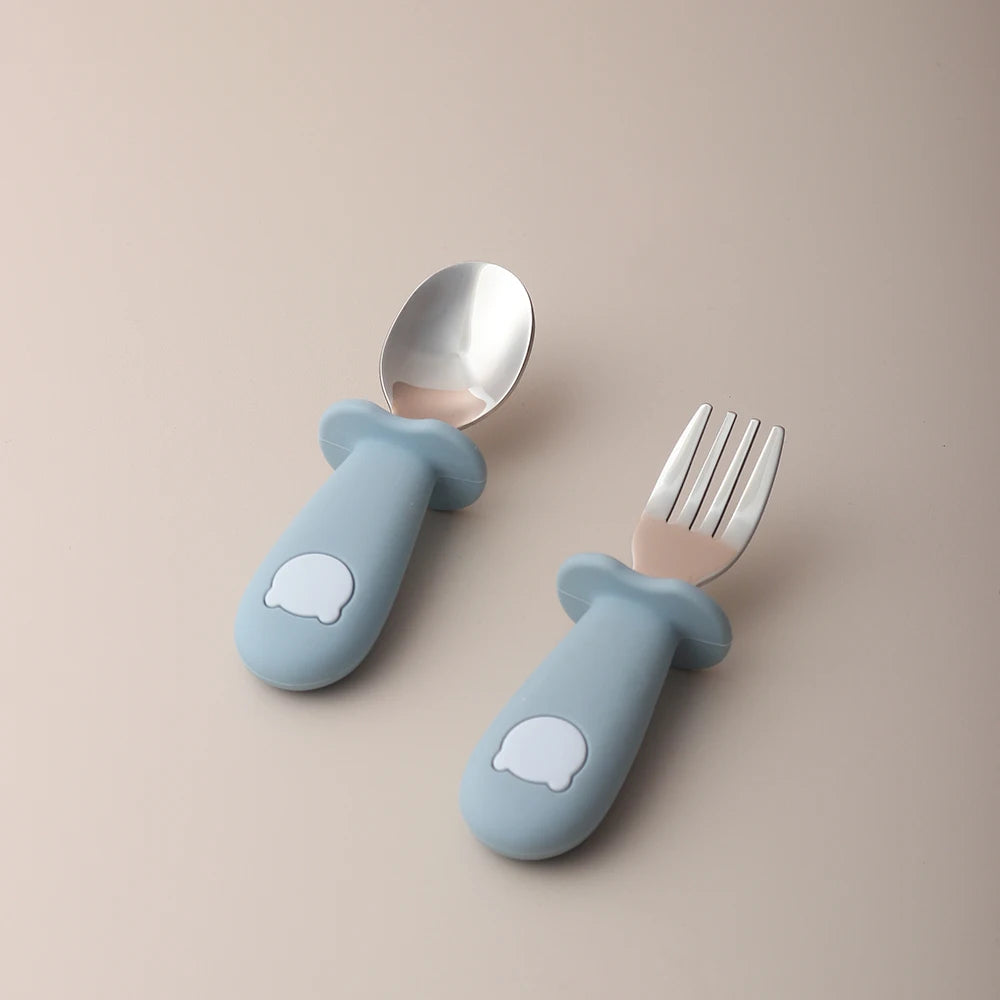 Baby panda shape silicone spoon and fork - PAMU8