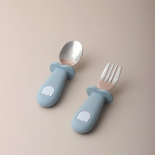 Baby panda shape silicone spoon and fork - PAMU8