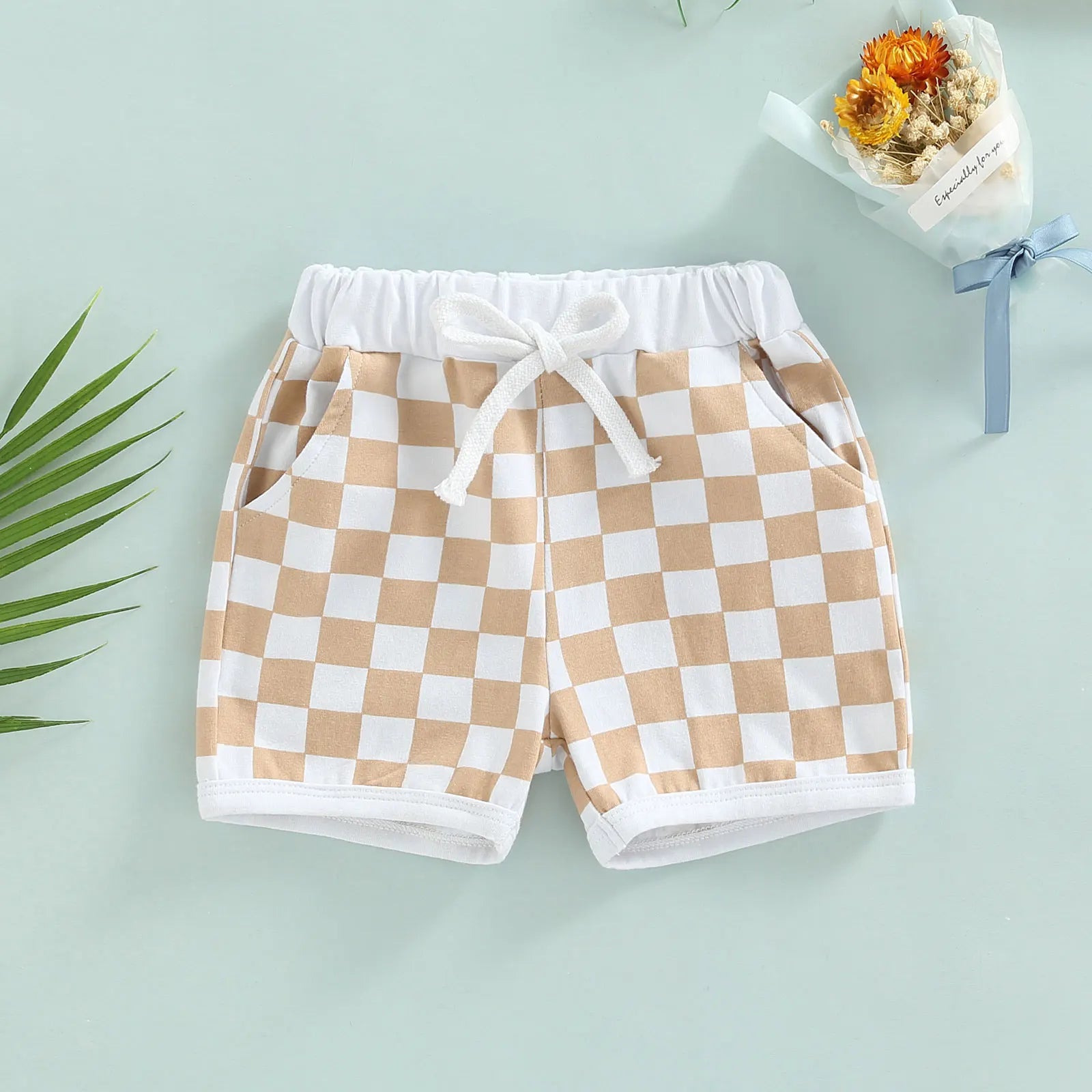 Kids Checkerboard Print Shorts