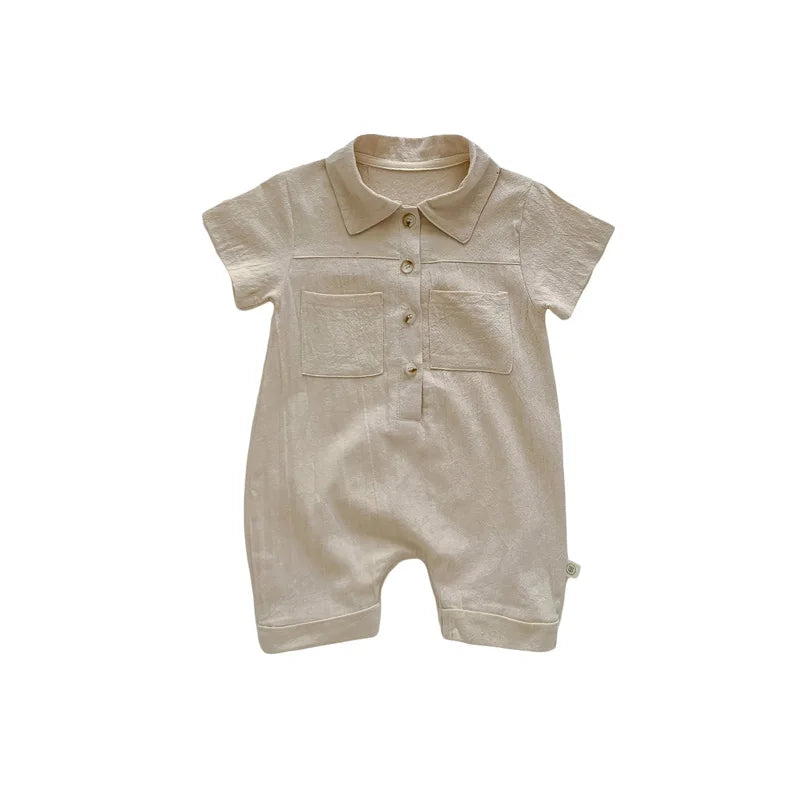 Lapel Button Up Romper