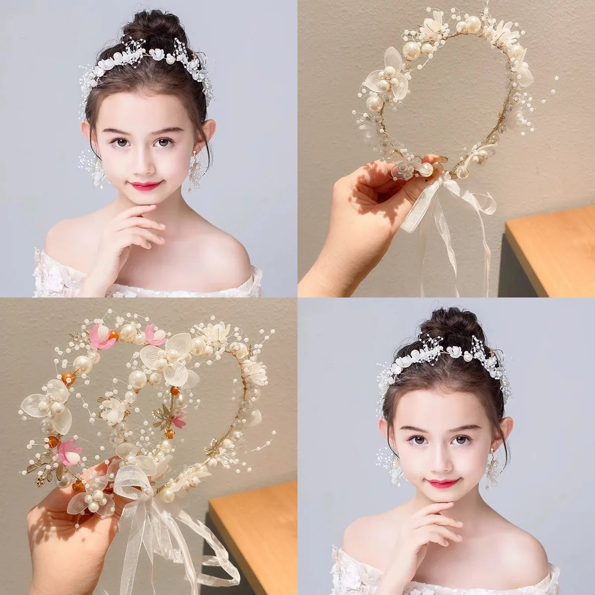 Fairy Girl Flower Pearl  Red Headband - PAMU8